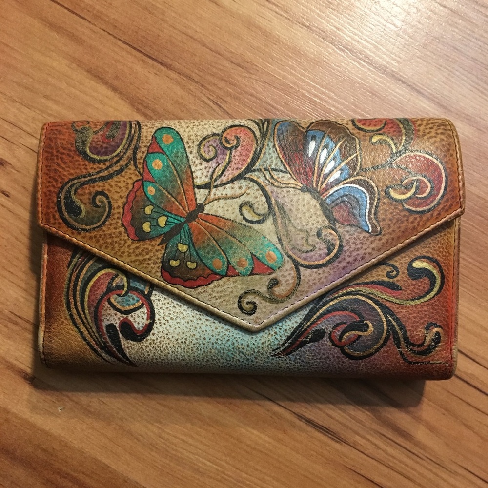 Hand painted Anuschka leather wallet